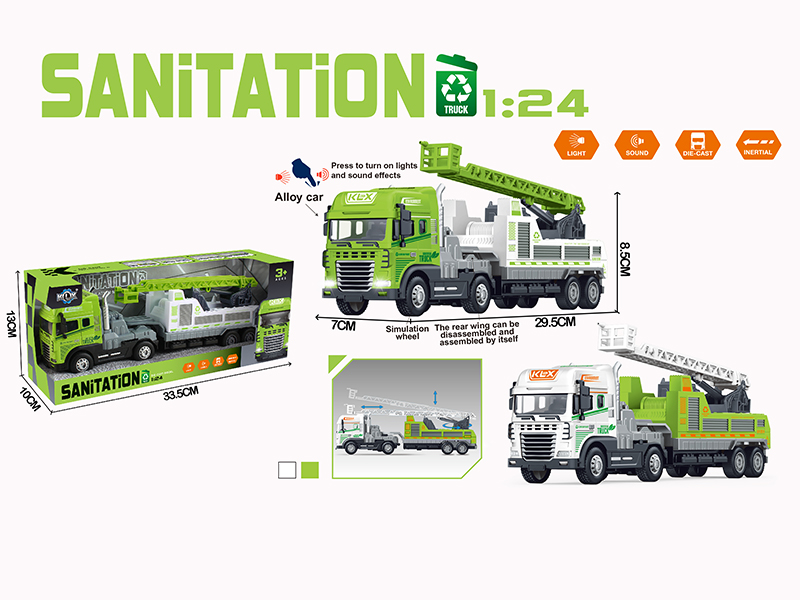 Friction Alloy Ladder Sanitation Truck With Lights And Music