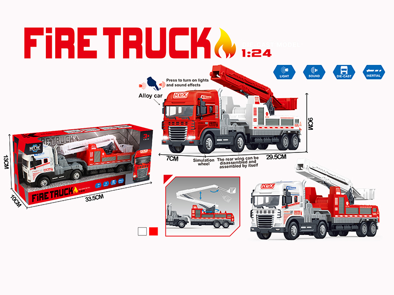 Friction Alloy Fire Engine With Lights And Music
