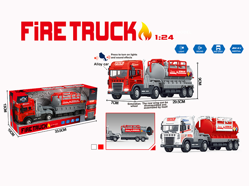 Friction Alloy Water Tank Fire Engine With Lights And Music