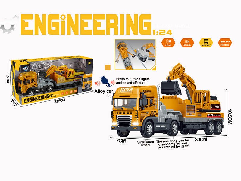 Friction Alloy Excavator With Lights And Music