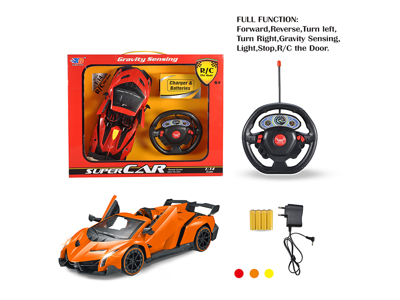 1:14 Lamborghini Veneno 5-Channel Automatic Open Door Remote Control Convertible Car With Charger, Batteries