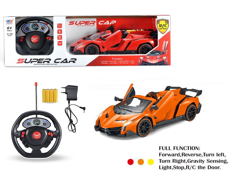 1:14 Lamborghini Veneno 5-Channel Automatic Open Door Remote Control Convertible Car With Charger, Batteries