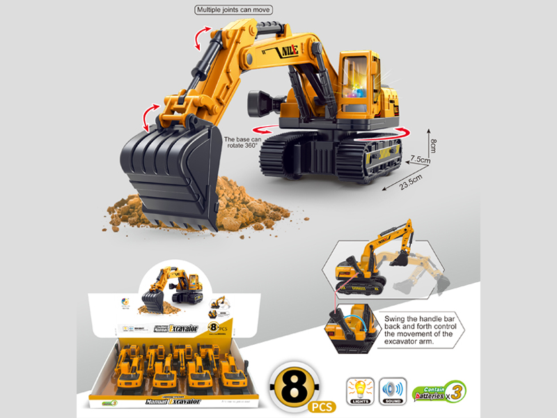 8PCS Friction Hand Operated Engineering Vehicle With Sound And Light