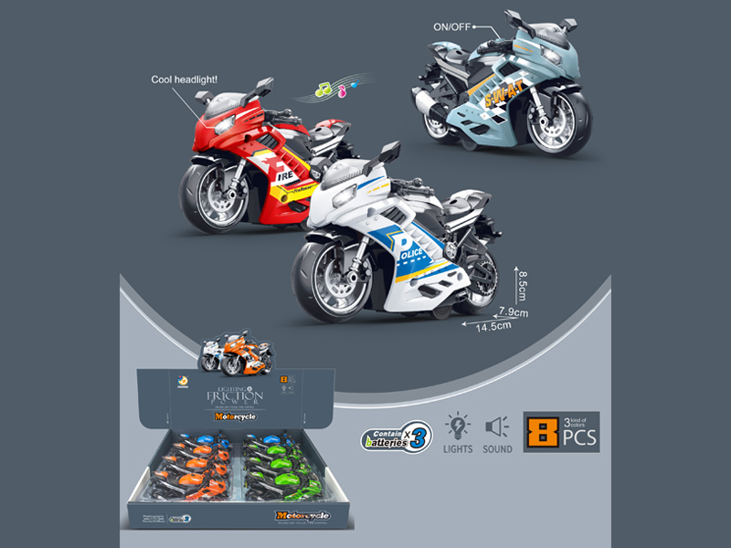 8PCS Flashing Iron Riding Police Car