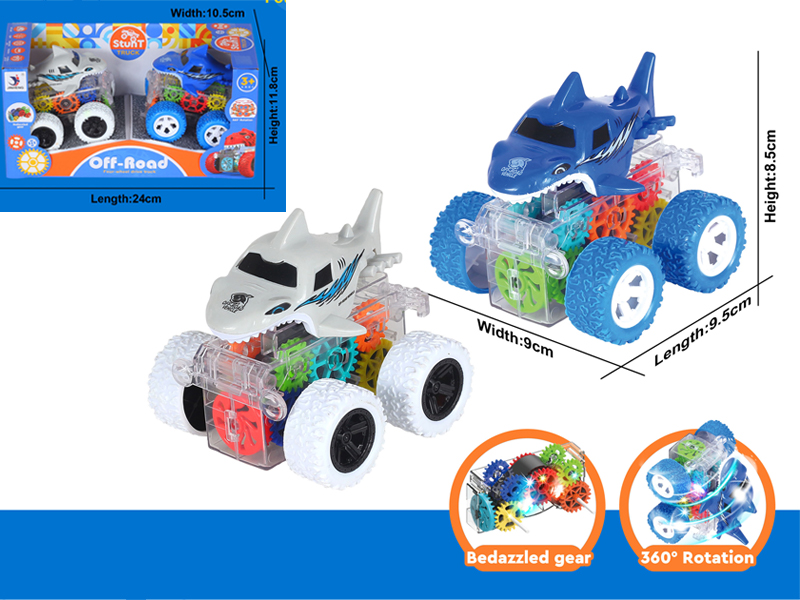 2PCS FrictionFlash Shark Car