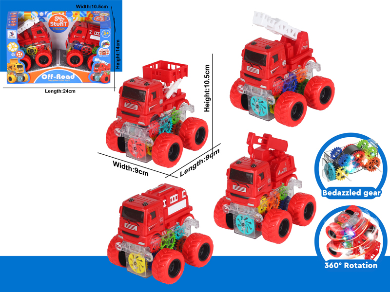 2PCS FrictionFlash Fire Truck