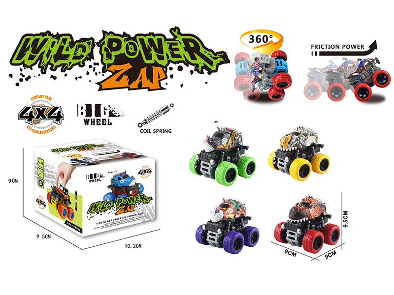 Double Friction Stunt Big Wheel Graffiti Dinosaur Car
