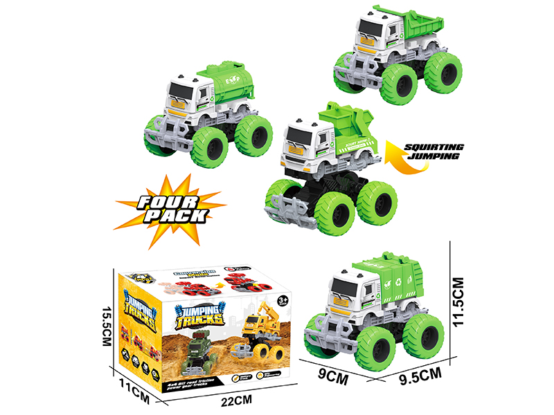 Friction Crash Transformation Sanitation Truck 4PCS
