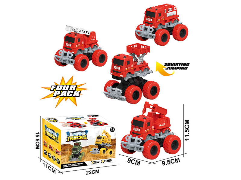 Friction Crash Transformation Fire Engine 4PCS