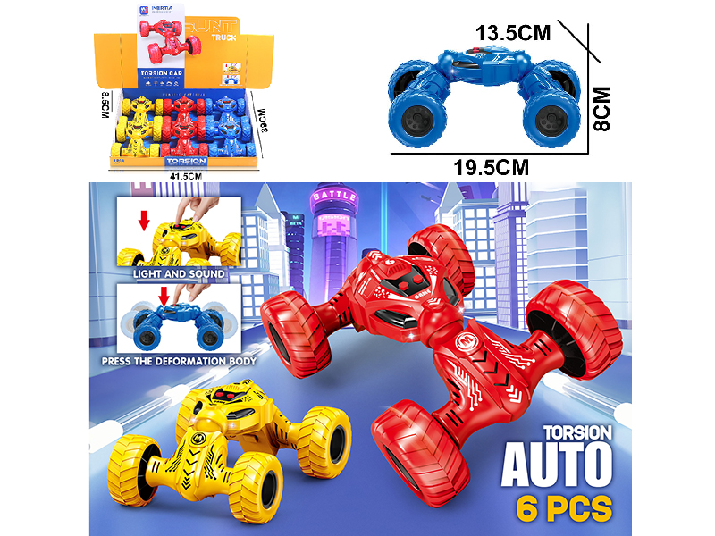 Pull Back Stunt Car With Light And Sound 6pcs