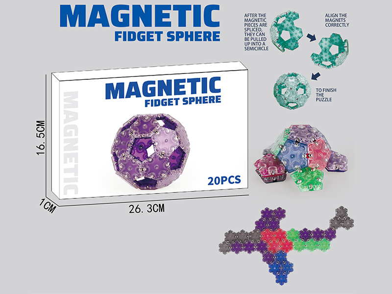 Transparent Hexagon Building Block DIY Magnetic Ball 20PCS(Black)