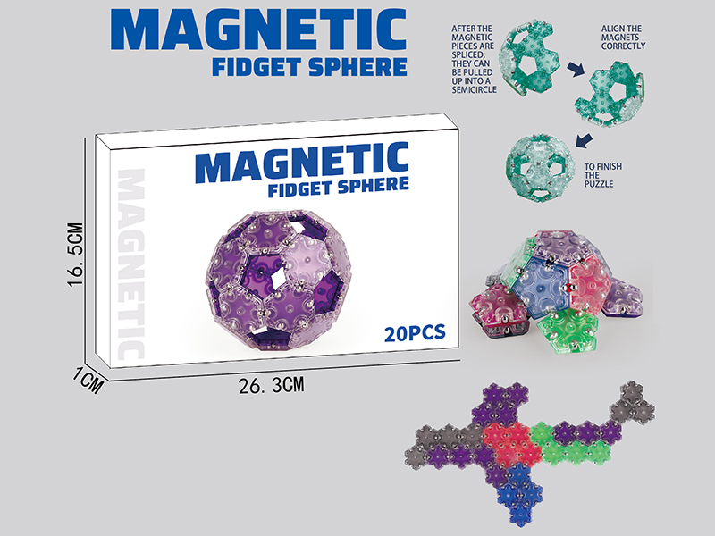 Transparent Hexagon Building Block DIY Magnetic Ball 20PCS (Purple)