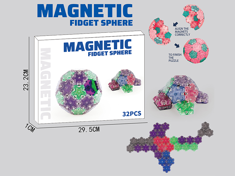 Transparent Building Blocks Magnetic Ball 32PCS(Blue)