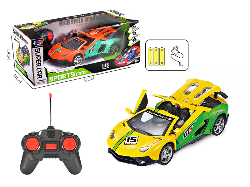 1:18  Lamborghini  4 Open Doors Remote Control Race Car(With Charger, Rechargeable Batteries)