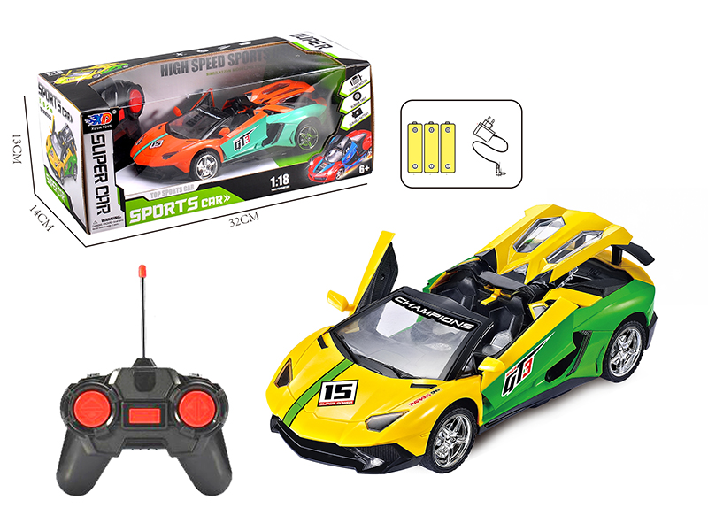 1:18 Lamborghini  3 Open Doors Remote Control Convertible Race Car(With Charger, Rechargeable Batteries)
