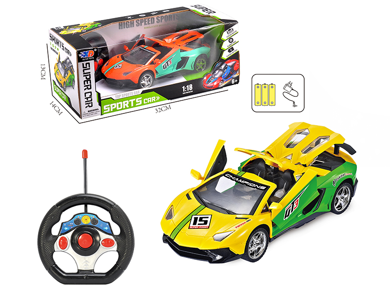 1:18  Lamborghini  4 Open Doors Remote Control Race Car(With Charger, Rechargeable Batteries)