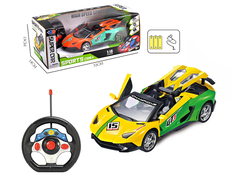 1:18 Lamborghini 3 Open Doors Remote Control Convertible Race Car(With Charger, Rechargeable Batteries)