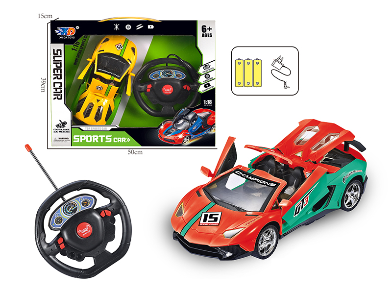 1:18  Lamborghini  4 Open Doors Remote Control Race Car(With Charger, Rechargeable Batteries)