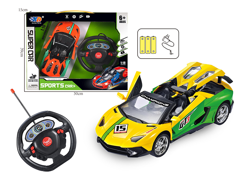 1:18 Lamborghini 3 Open Doors Remote Control Convertible Race Car(With Charger, Rechargeable Batteries)