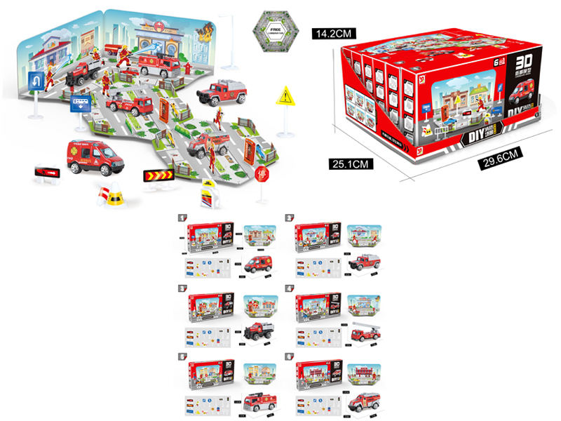 6PCS Alloy Fire Fighting Toy Set