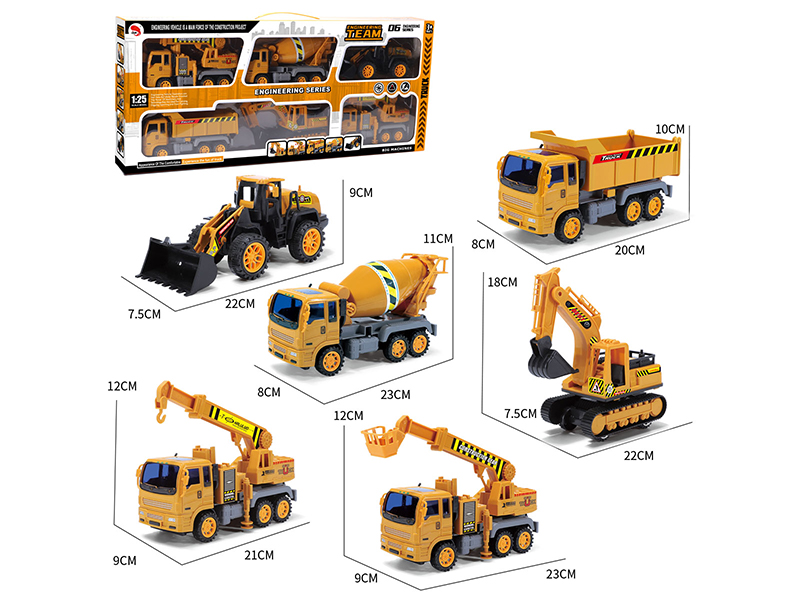 Medium Friction Engineering Vehicle 6PCS