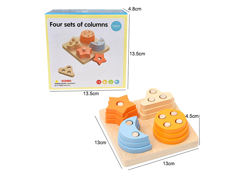 Four Sets Of Columns And Four Squares