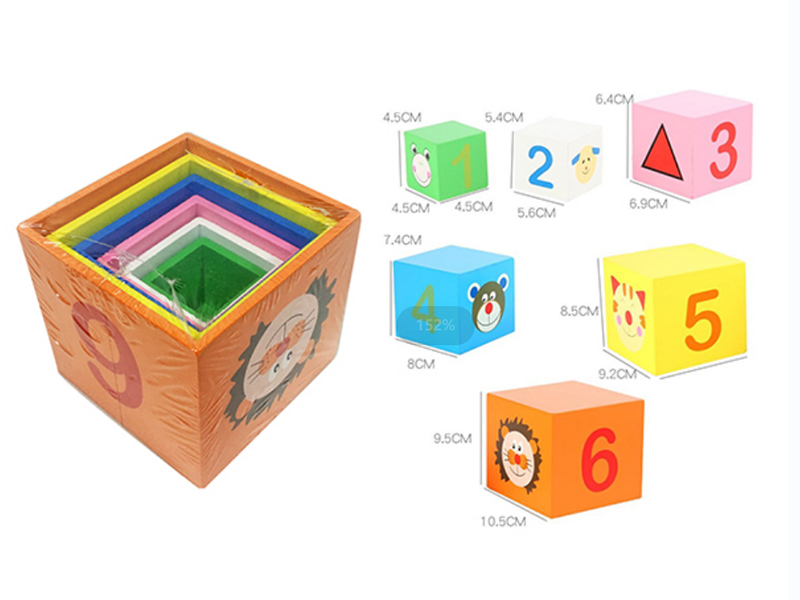 Wooden Animals Number Stacking Box