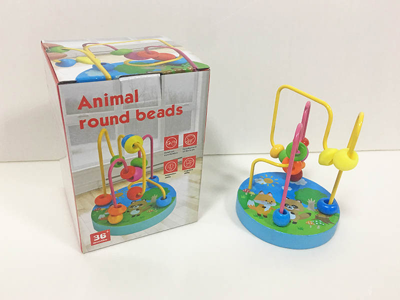 Wooden Animal Round Beads Toys