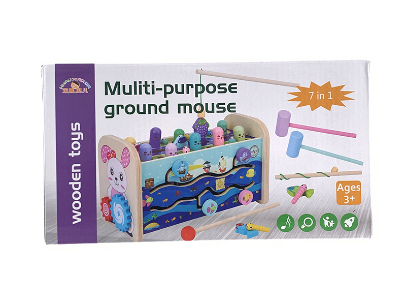 Wooden 7 In 1 Whack A Mole Toys(With Music)