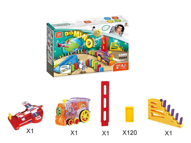 Transparent Electric Domino Train +  Airplane Set