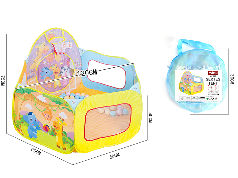 Animals Ball Pool Children's Tent With Basketball Hoop