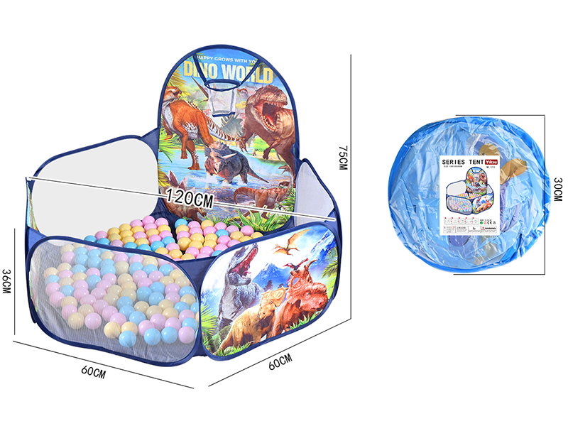 Dinosaur Ball Pool Children's Tent With Basketball Hoop
