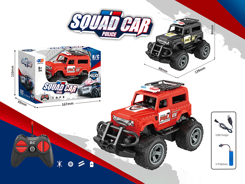 1:32 4 Channel Remote Control Off-Road Police Car With Light(Included 3.7V Lithium Batteries,USB Cable)