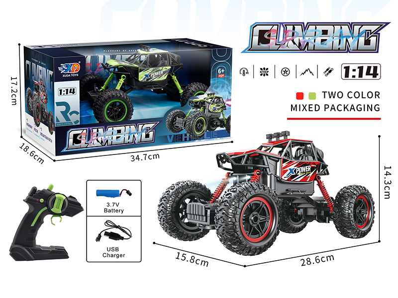 1:14 Remote Control Climbing Off-Road Vehicle With Light(Included 3.7V Lithium Batteries,USB Cable)27Mhz