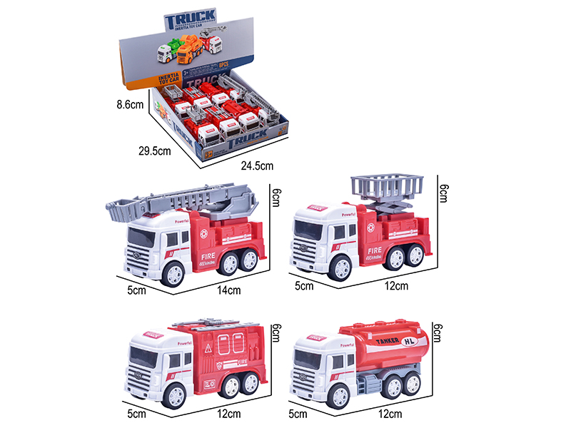 Friction Simulated Fire Engine 8pcs