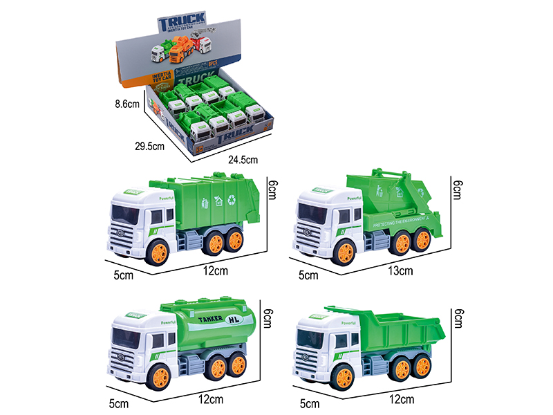 Friction Simulated Sanitation Truck 8pcs