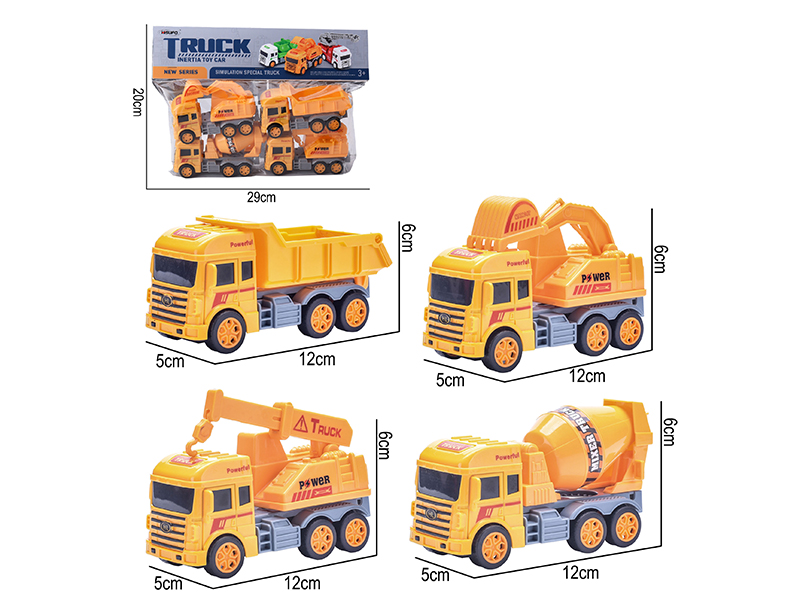 Friction Simulated Engineering Truck 4pcs