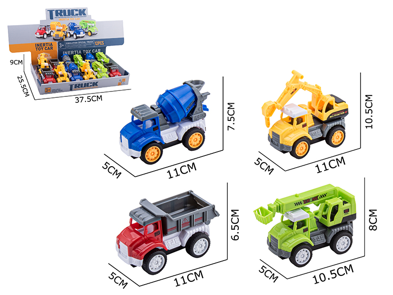 Friction Simulated City Engineering Truck 12pcs