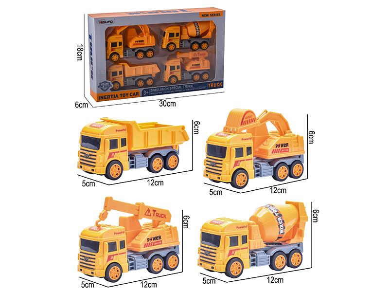 Friction Simulated Engineering Truck 4pcs