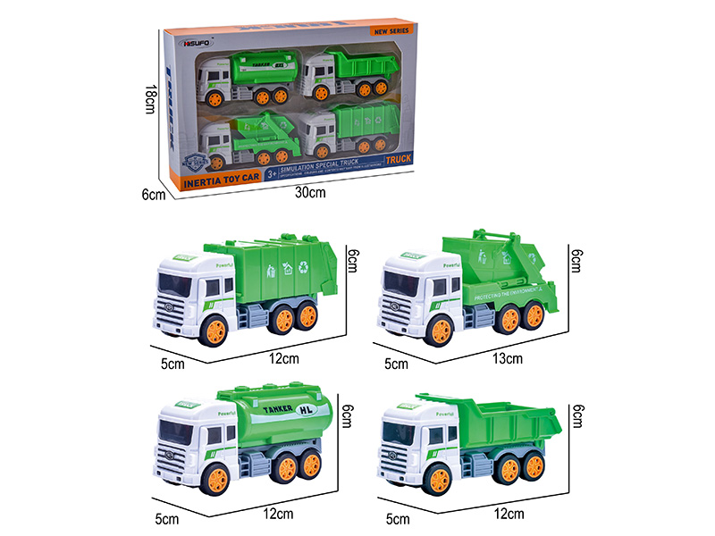 Friction Simulated Sanitation Truck 4pcs