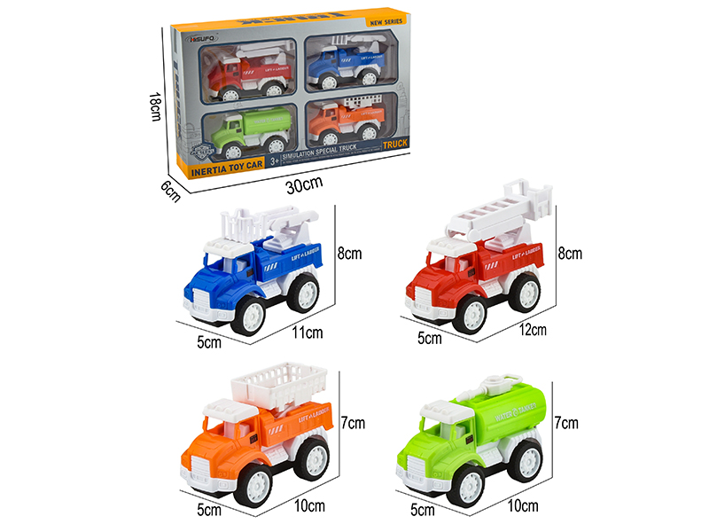 Friction Simulated City Rescue Vehicle  4pcs