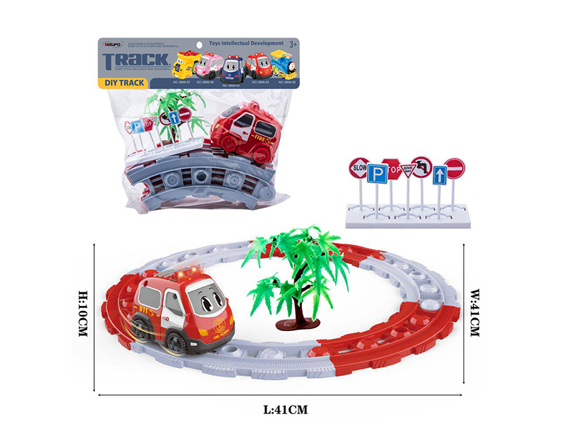 Cartoon B/O Music Fire Engine DIY Track Set