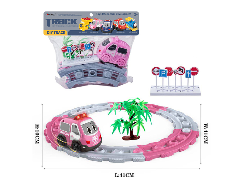 Cartoon B/O Music Ambulance DIY Track Set