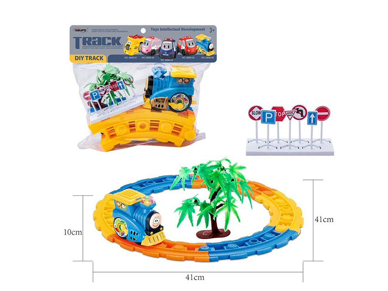 Cartoon B/O Music Train DIY Track Set