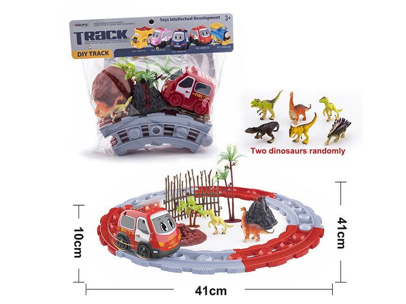 Cartoon B/O Music Fire Engine DIY Track Dinosaur Set
