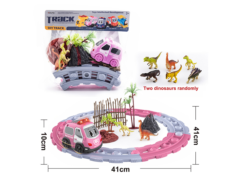 Cartoon B/O Music Ambulance DIY Track Dinosaur Set