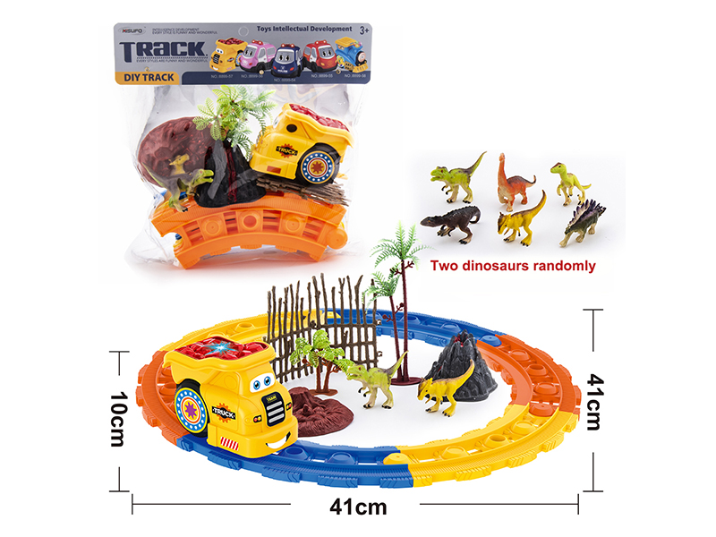 Cartoon B/O Music Engineering Truck DIY Track Dinosaur Set