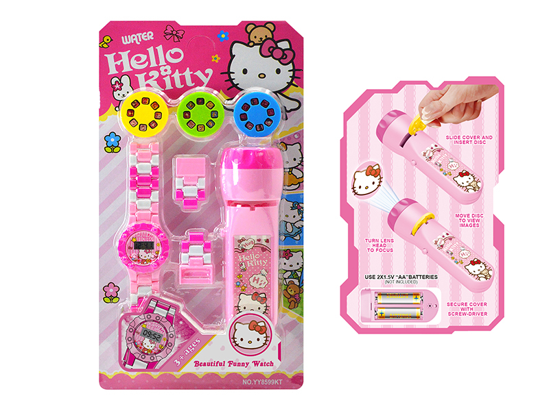 Kids Electronic Watch With Projection Electric Torch Set