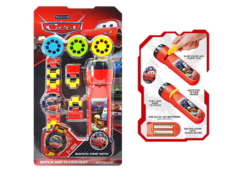 Kids Electronic Watch With Projection Electric Torch Set