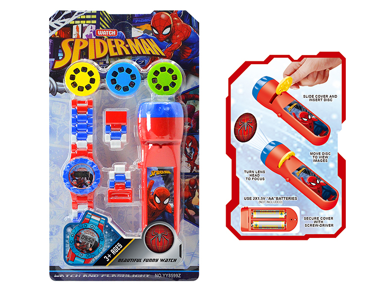 Kids Electronic Watch With Projection Electric Torch Set